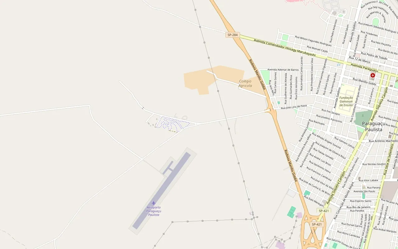 Mapa da região da arena Believe & Play, na zona rural de Paraguaçu Paulista, a cerca de 2 km do centro